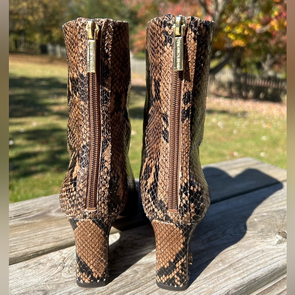 Veronica Beard Brown Python Snakeskin Leather Squ… - image 5